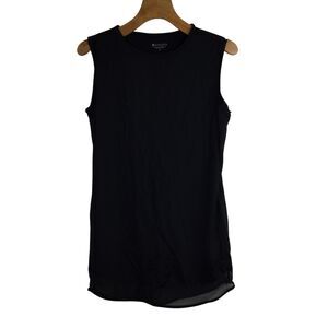 Athleta Womens Sunlover UPF Tank Dress Round-Neck Mesh Hem Black Size S